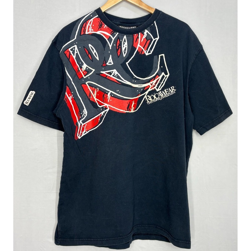 Rocawear Overstand‎ Overachieve Shirt Mens Black Cotton Logo 2XL Y2K Street Wear